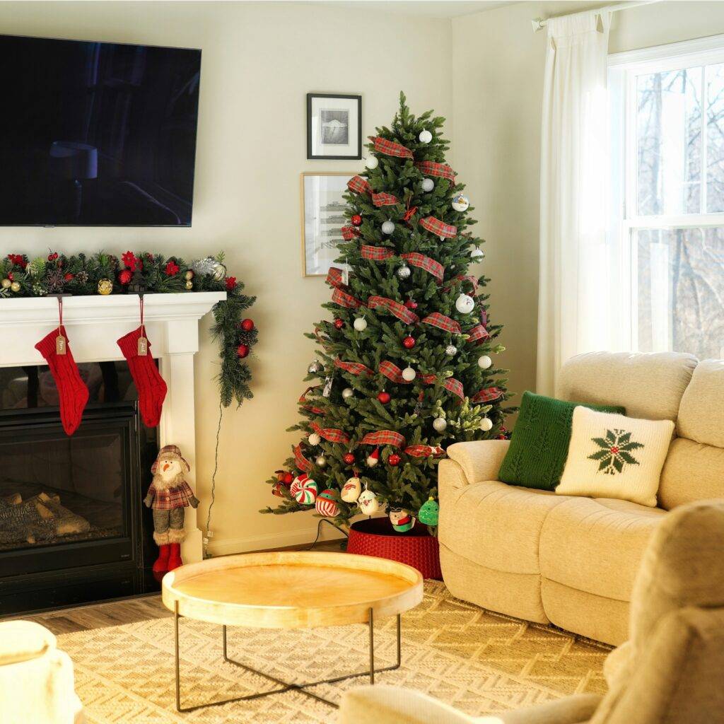A Christmas living room.
