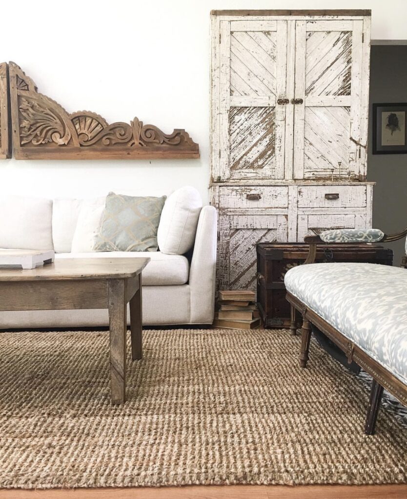 A rustic farmhouse living room.