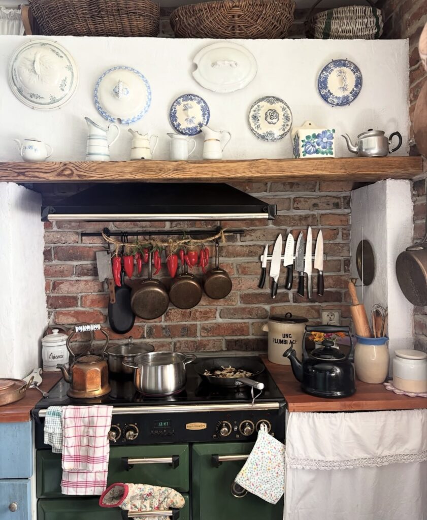 A rustic kitchen.