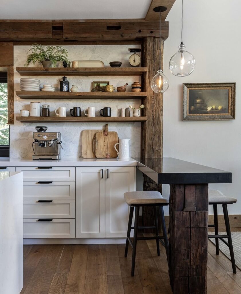 A rustic kitchen.
