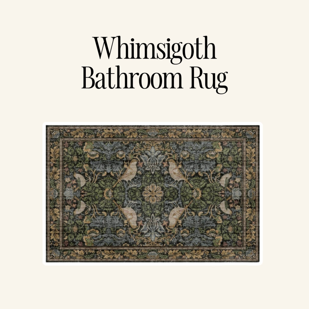 A whimsigoth bathroom rug.