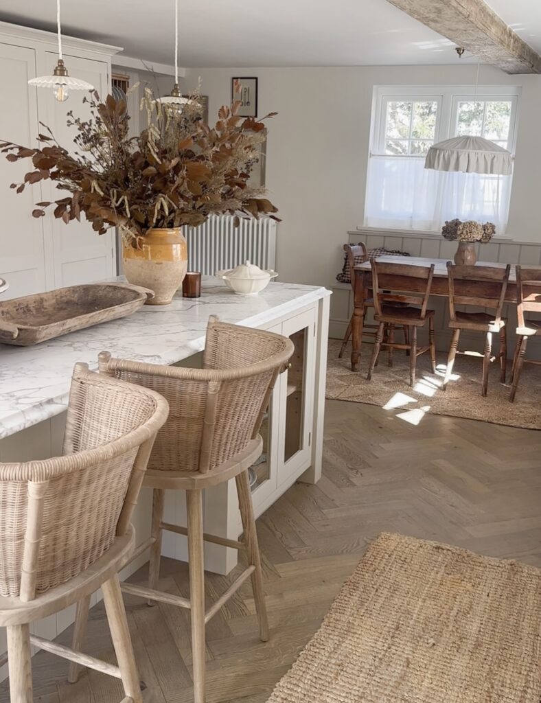 A Light Academia kitchen.