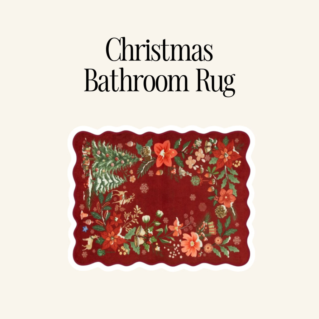 A Christmas bathroom rug.
