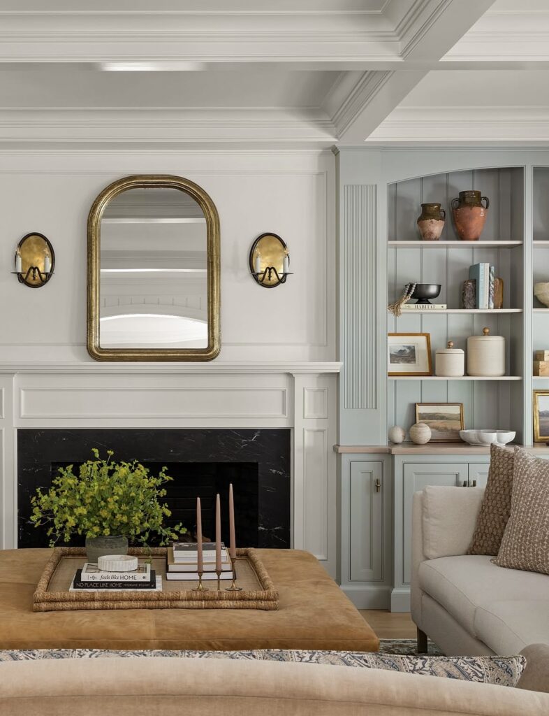 A Light Academia living room.