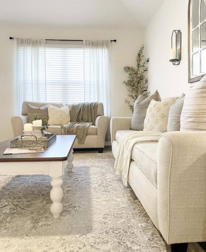 A modern farmhouse living room.