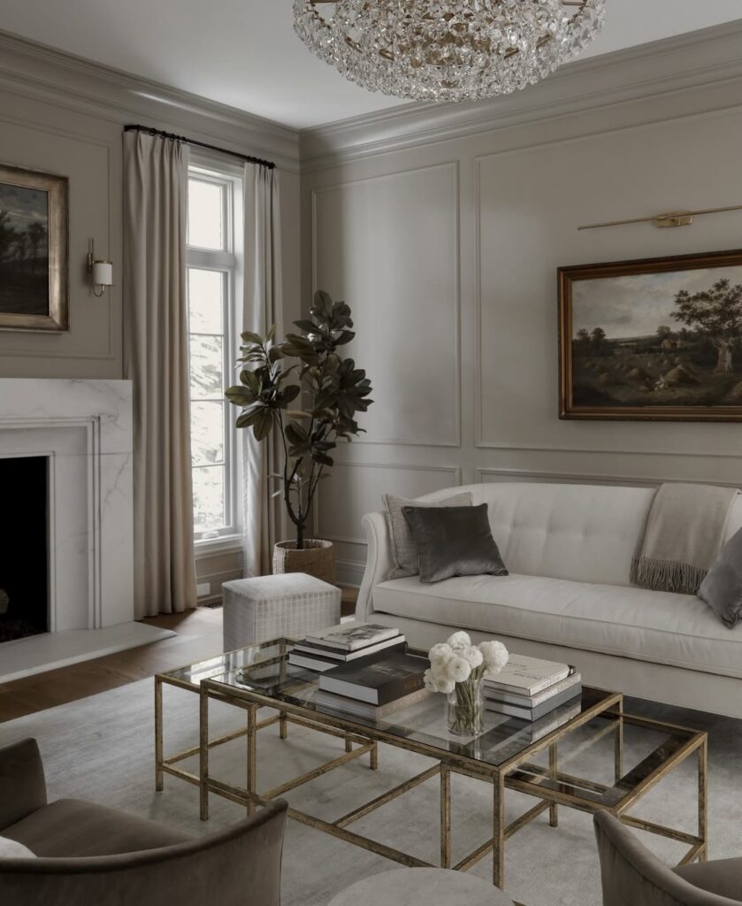 A Light Academia living room.