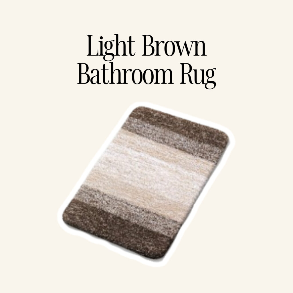 A light brown bathroom rug.