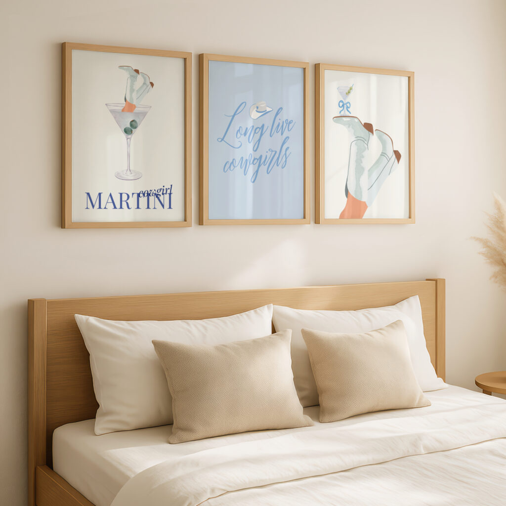 A coastal cowgirl martini print set of 3.