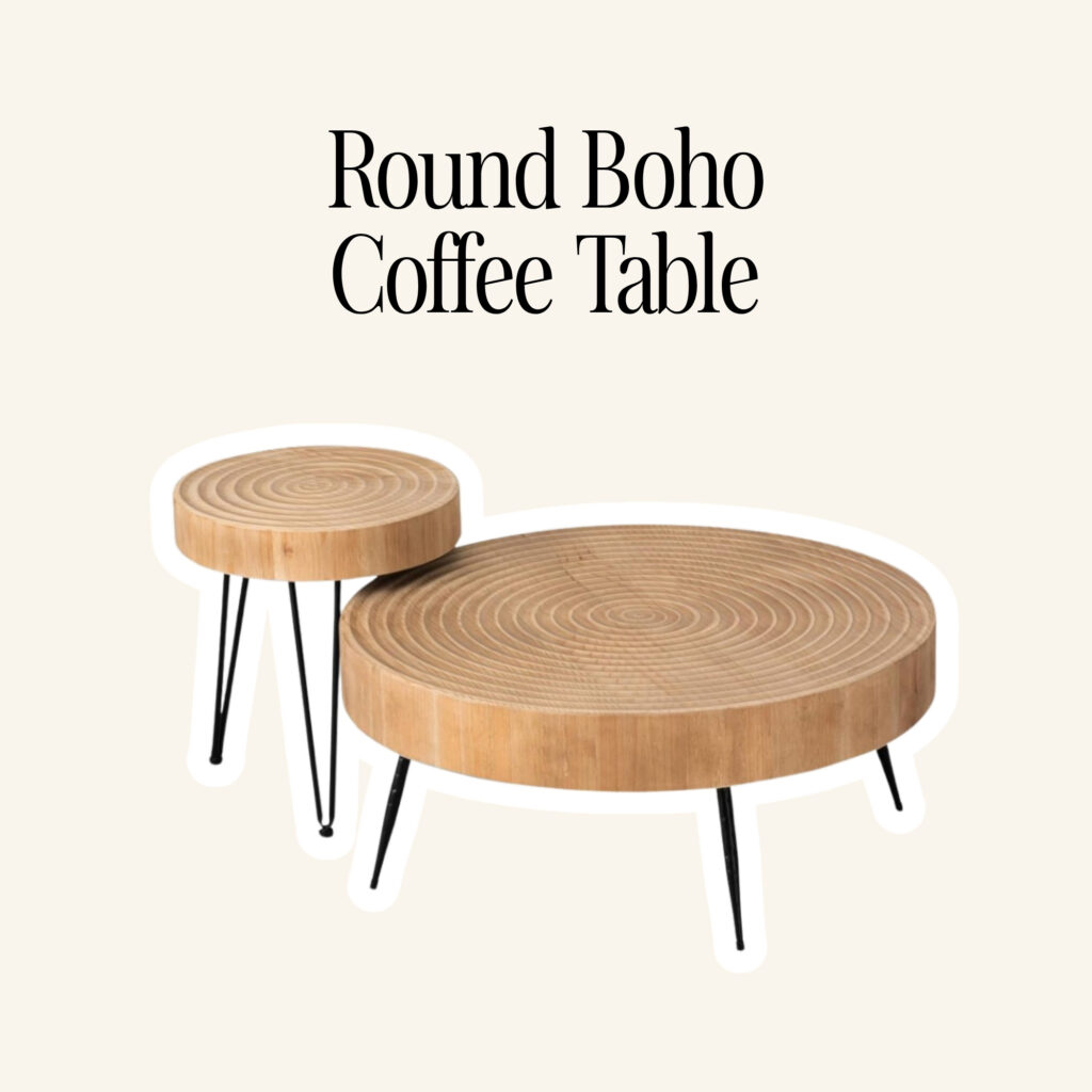 A round boho coffee table.