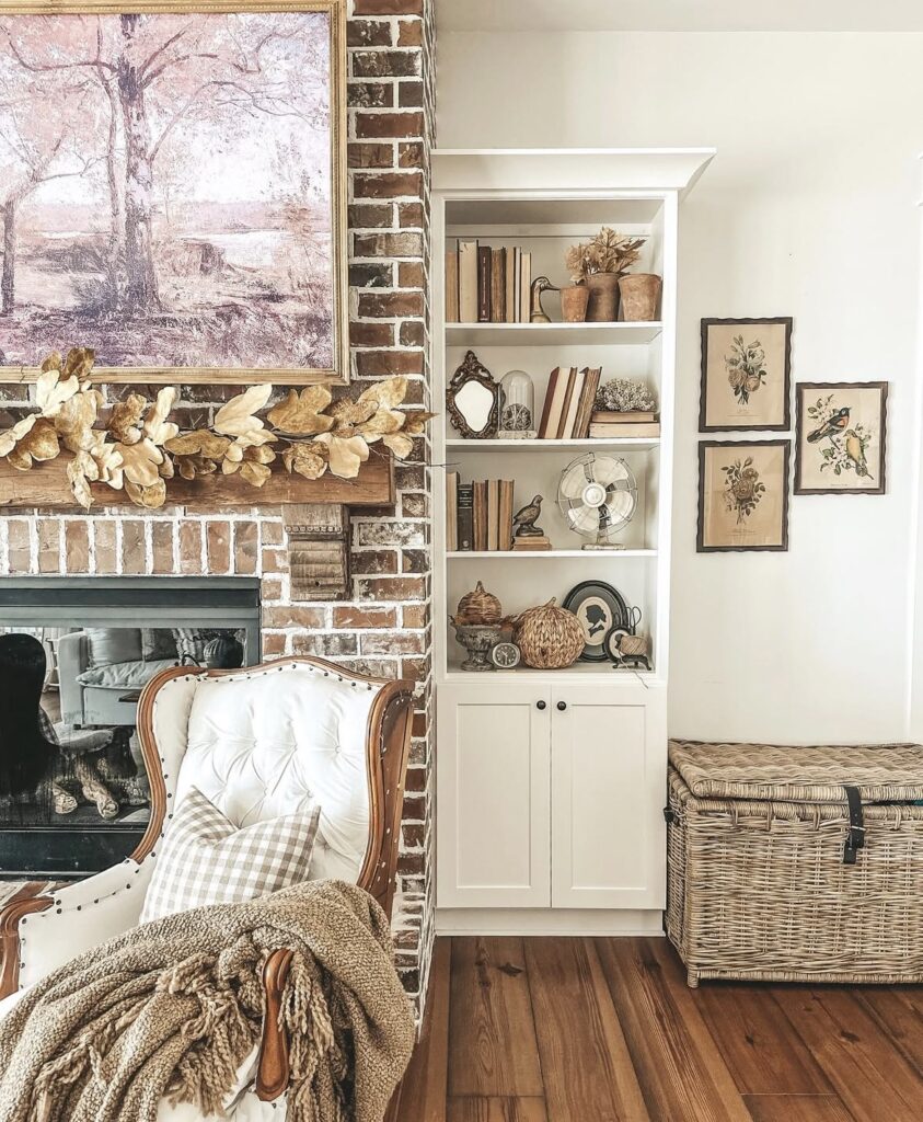 A rustic farmhouse living room.