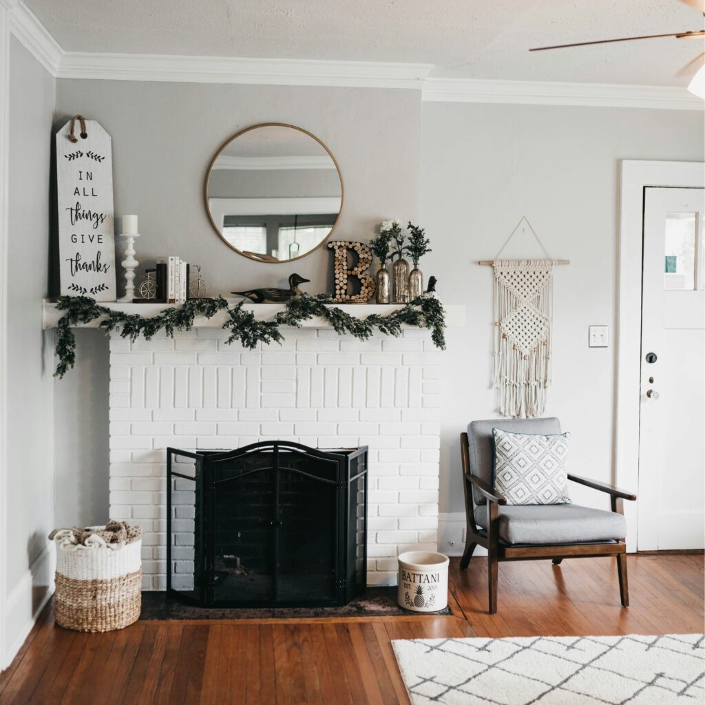 A white and green Christmas decoration.