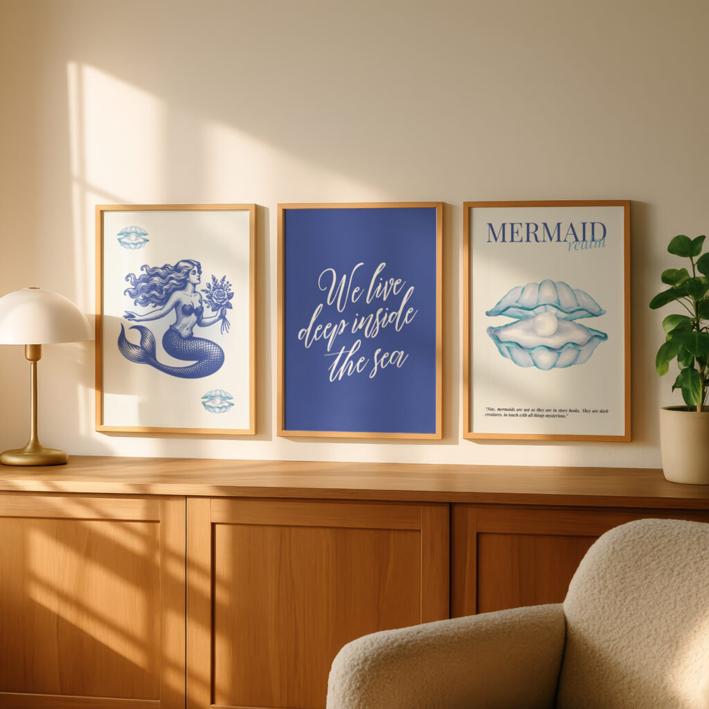 A mermaid print set of 3.