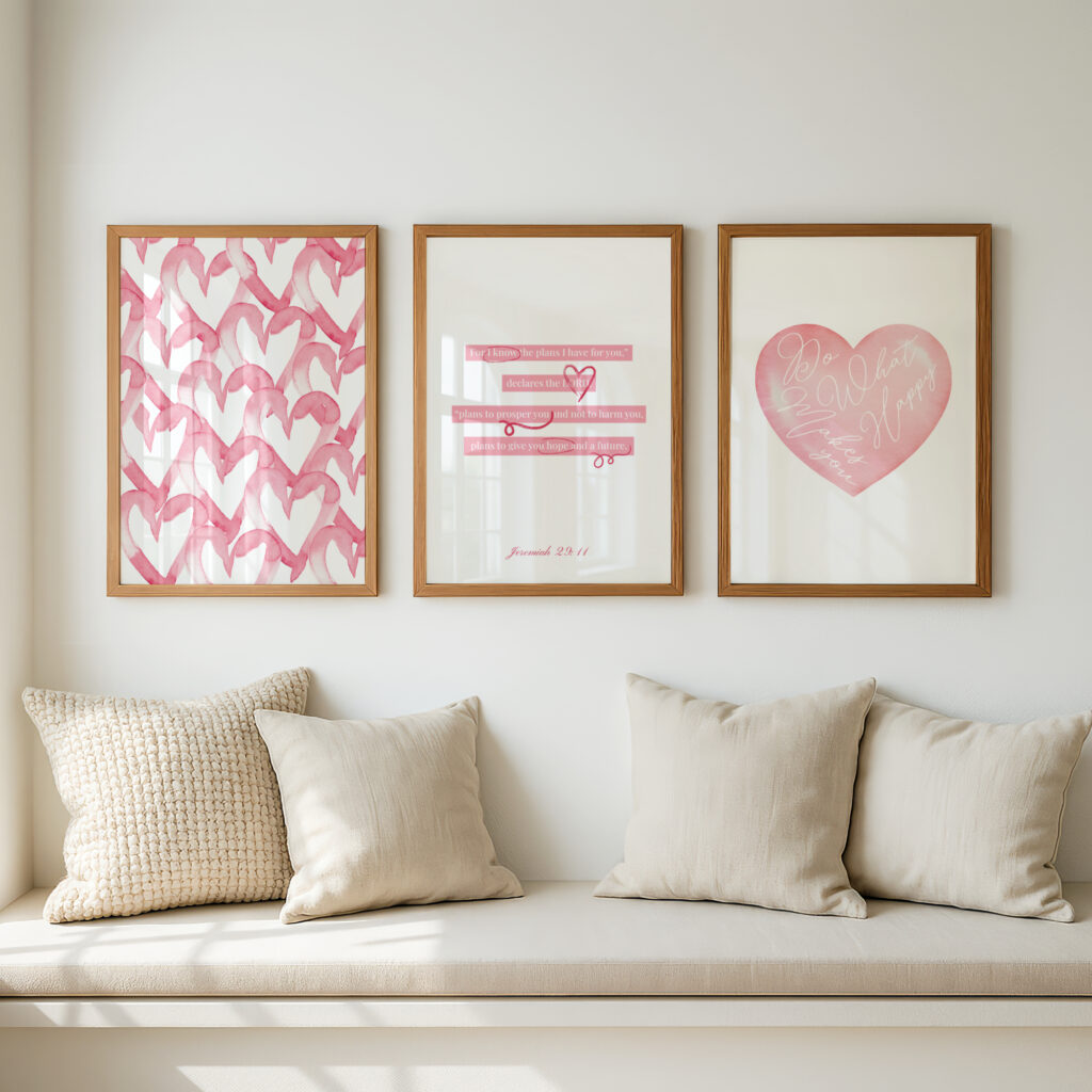 A trendy pink print set of 3.