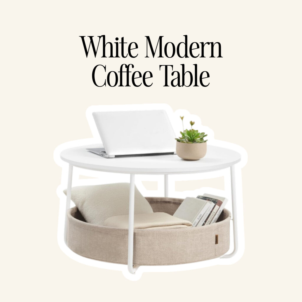 A white modern coffee table.
