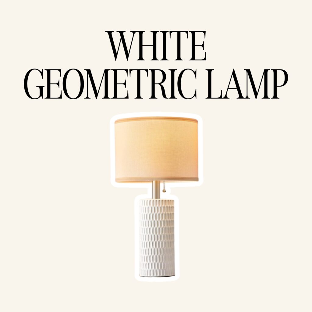 A white geometric lamp.