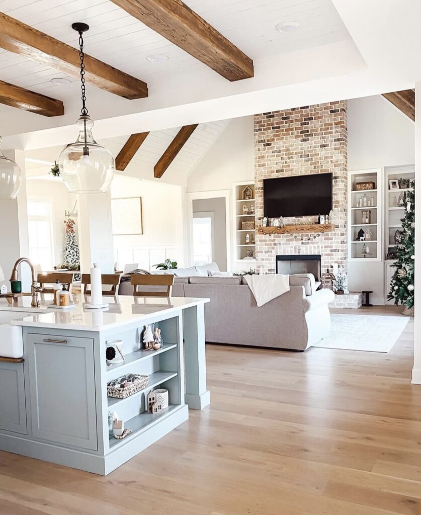 A modern farmhouse living room.
