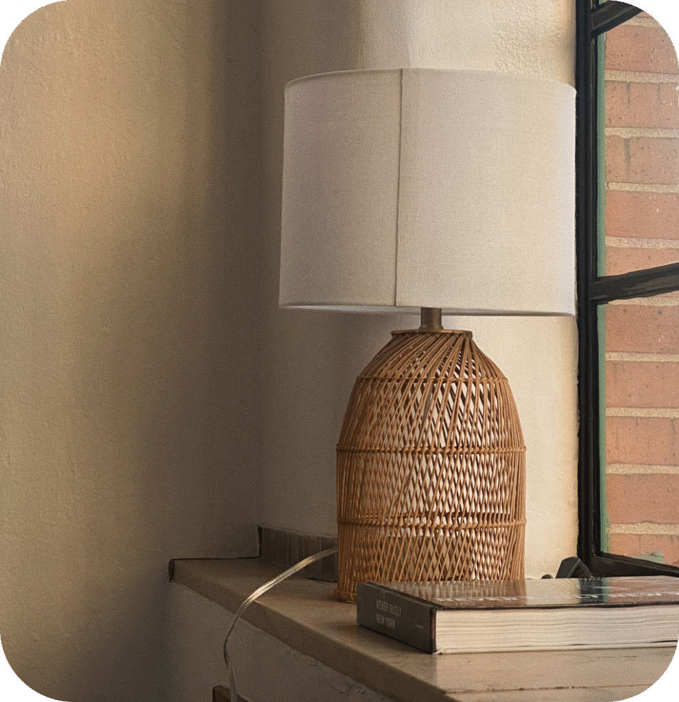 A woven lamp.