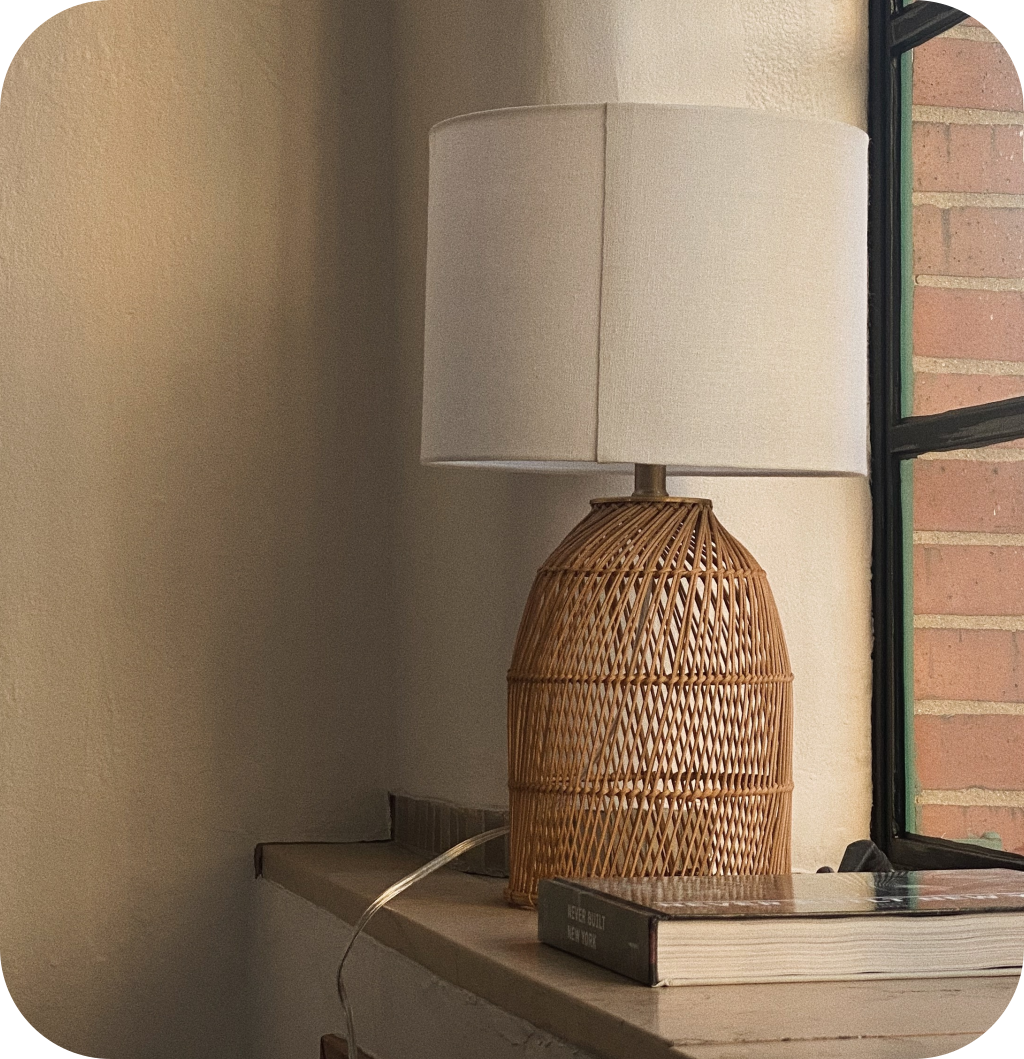 A woven lamp.