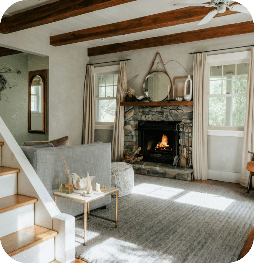 A modern farmhouse living room.