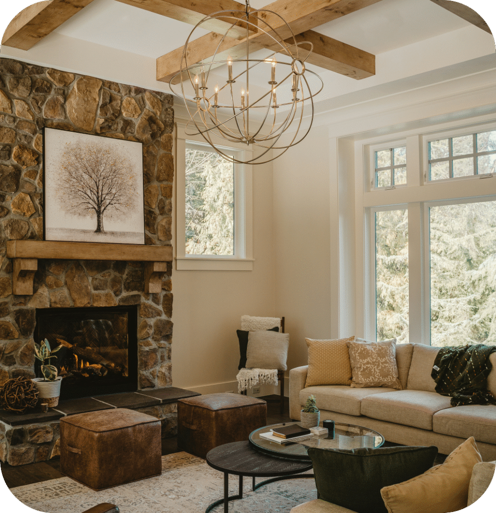 A modern farmhouse living room.