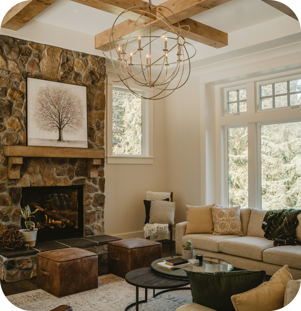 A modern farmhouse living room.