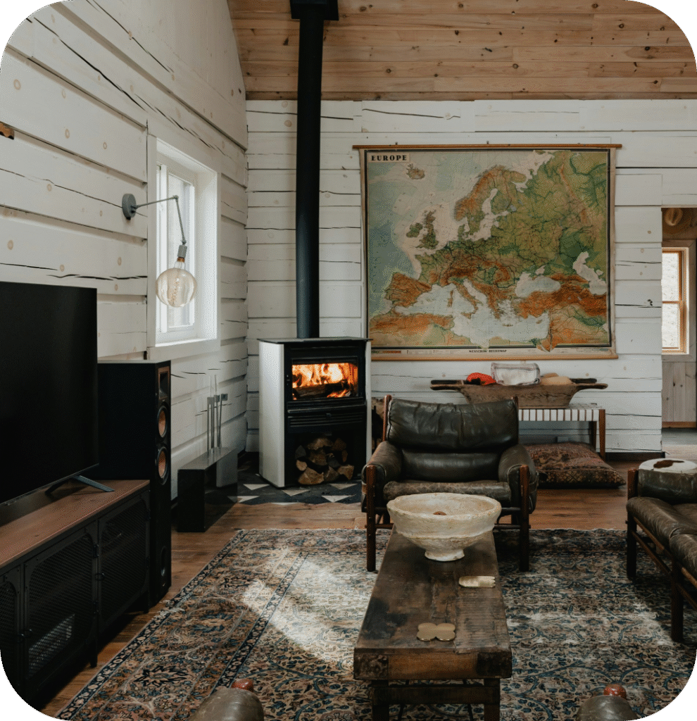A rustic living room.