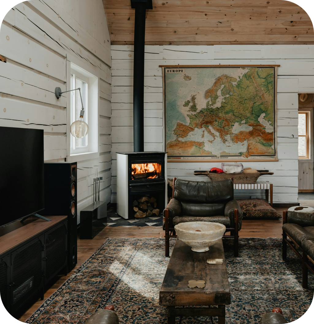 A rustic living room.
