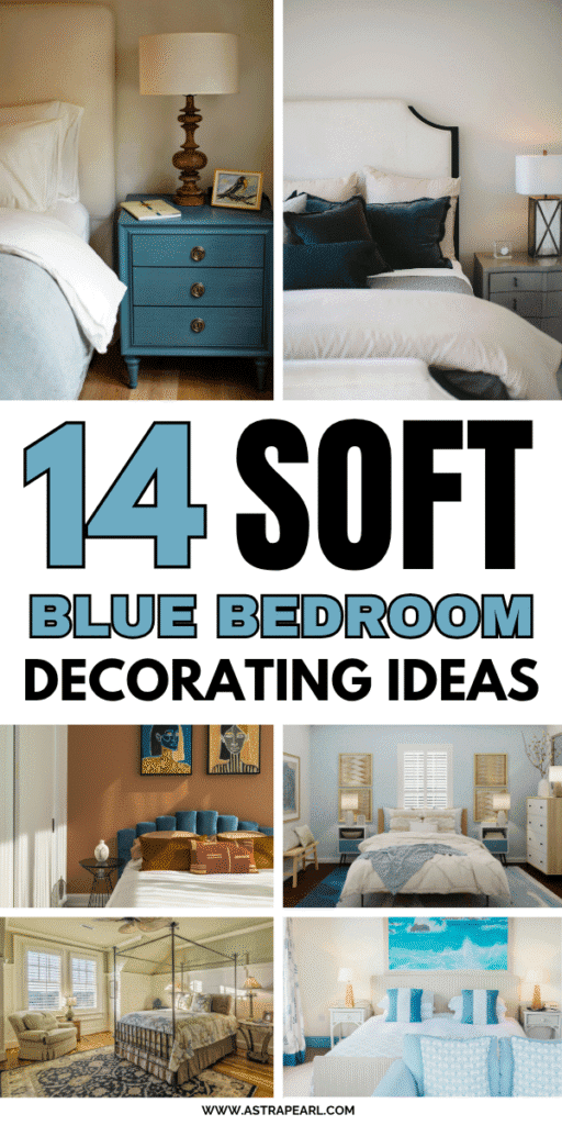 Pinterest Pin for blue bedroom ideas.
