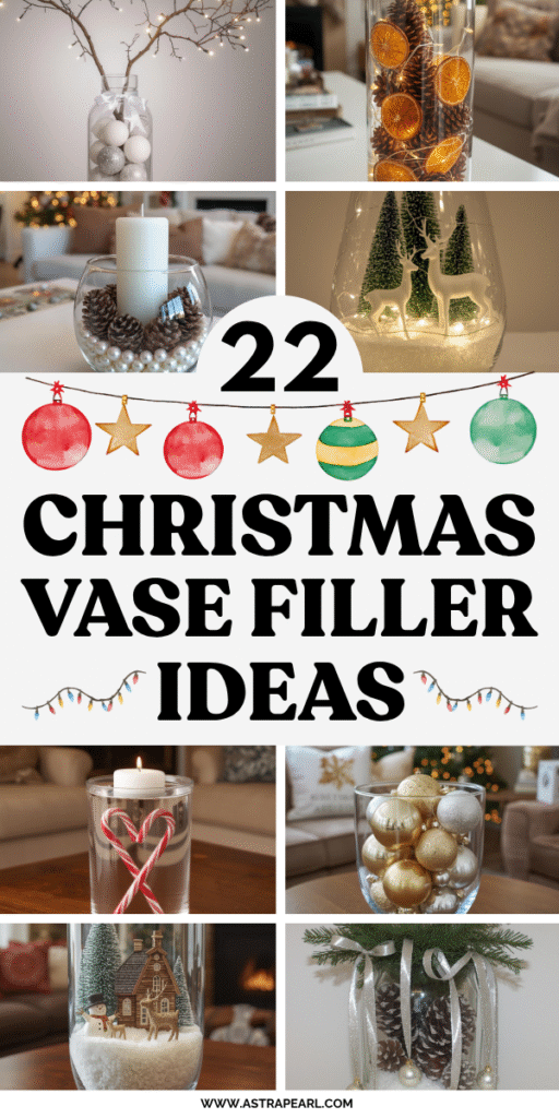 Pinterest Pin for Christmas vase filler ideas.
