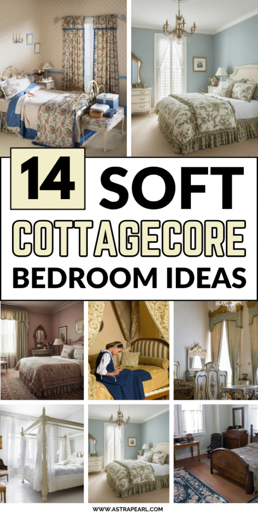Pinterest Pin for cottagecore bedroom ideas.