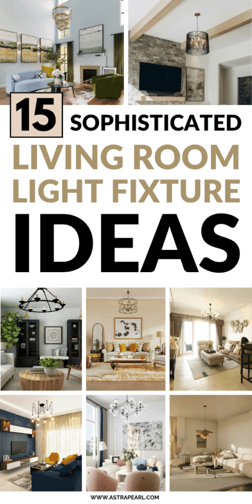 Pinterest Pin for living room light fixture ideas.