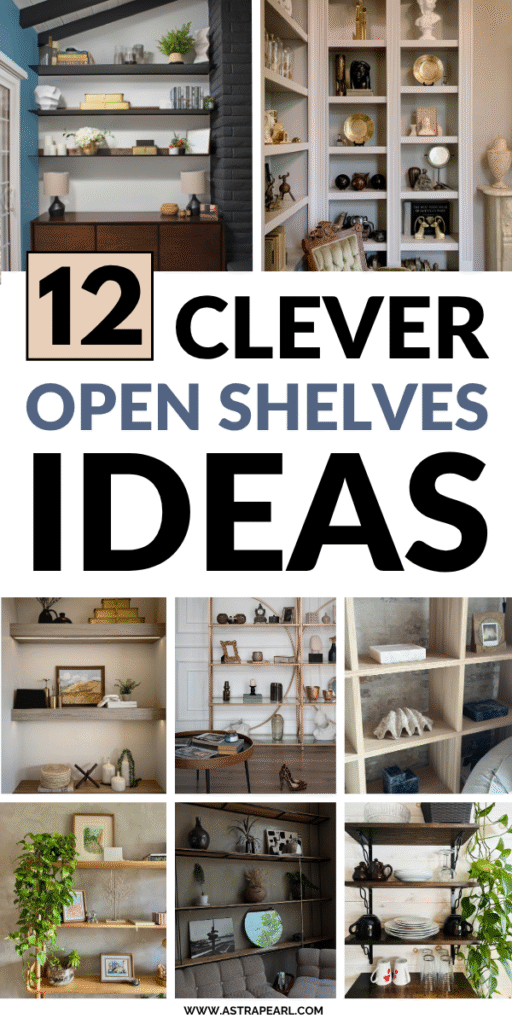 Pinterest Pin for open shelves ideas.