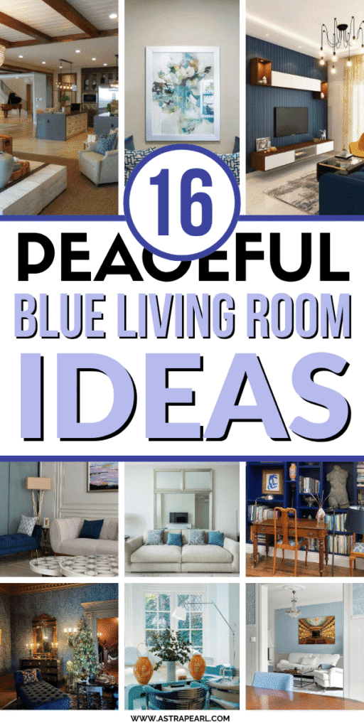 Pinterest Pin for blue living room ideas.
