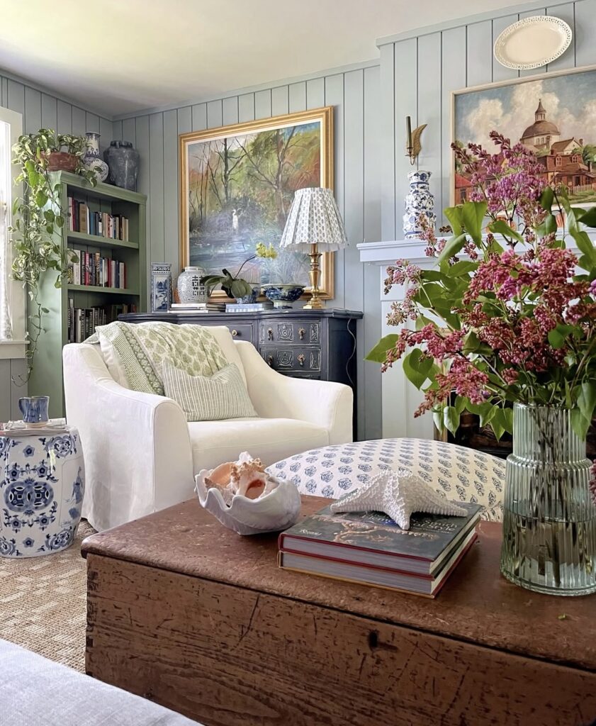 A cottagecore living room.