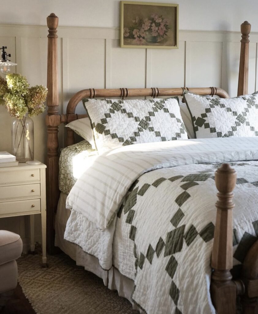 A cottagecore bedroom.