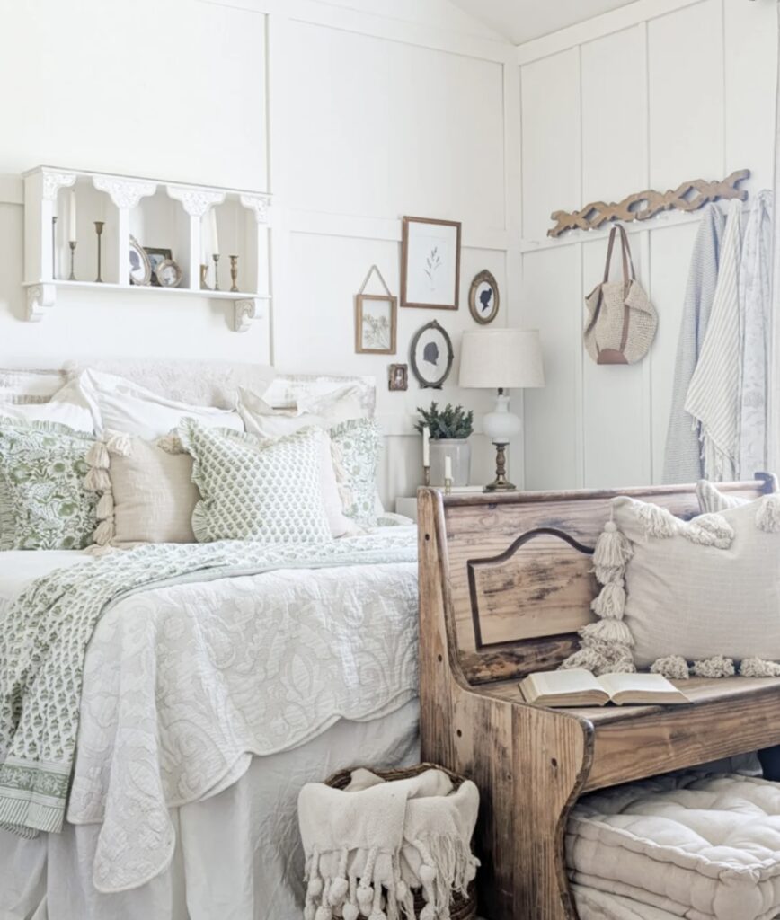 A cottagecore bedroom.