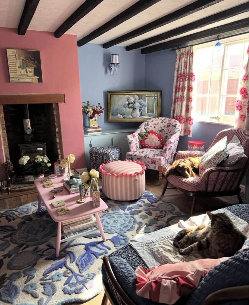 A cottagecore living room.