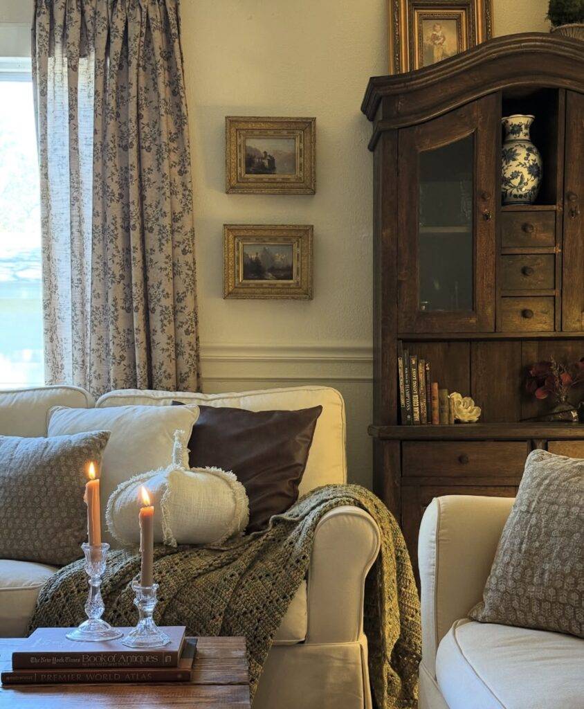 A cottagecore living room.