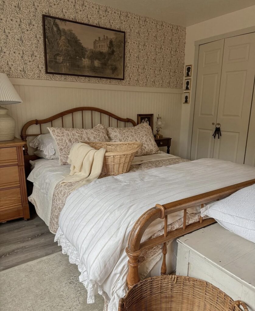 A cottagecore bedroom.