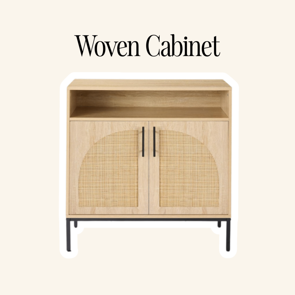 A woven cabinet.