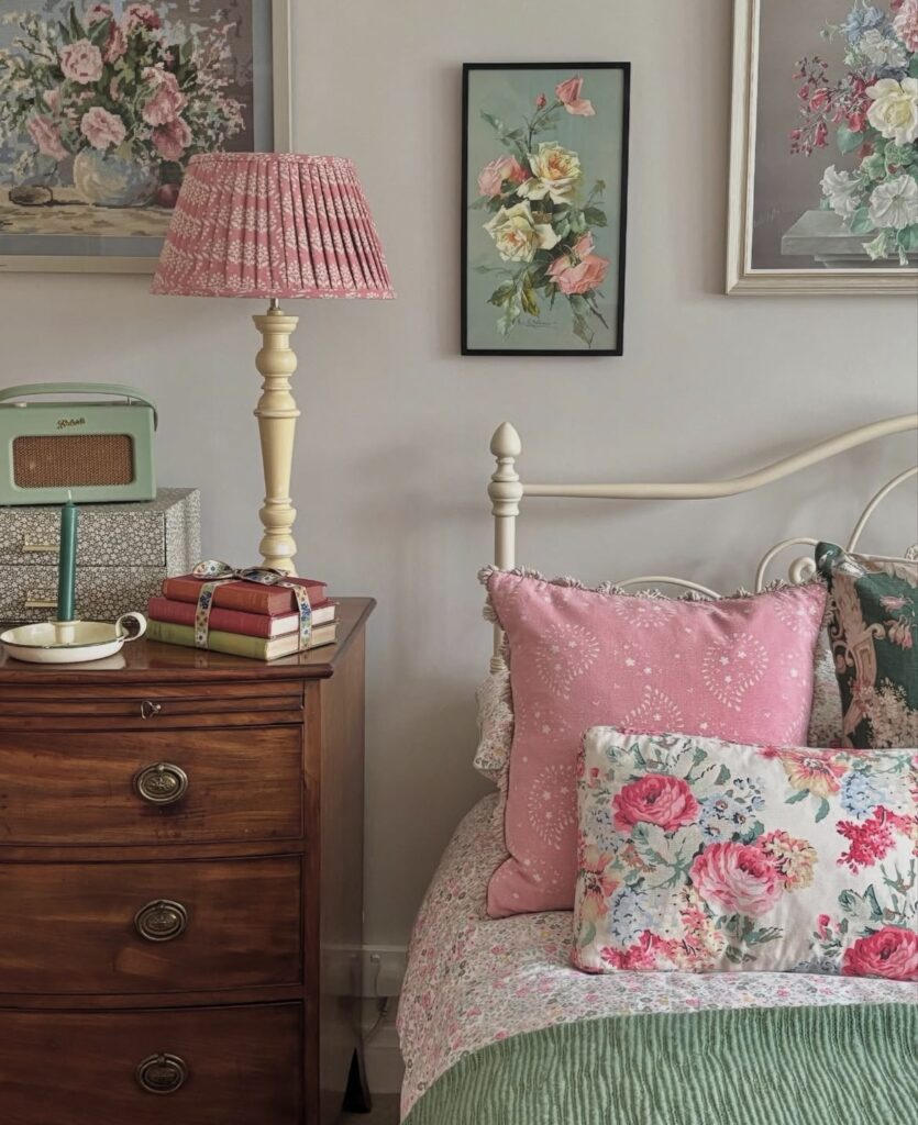 A cottagecore bedroom.
