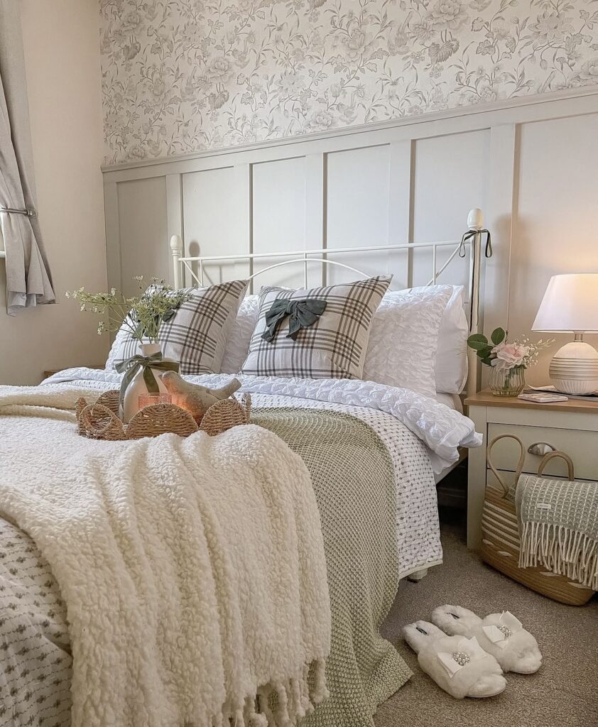 A cottagecore bedroom.