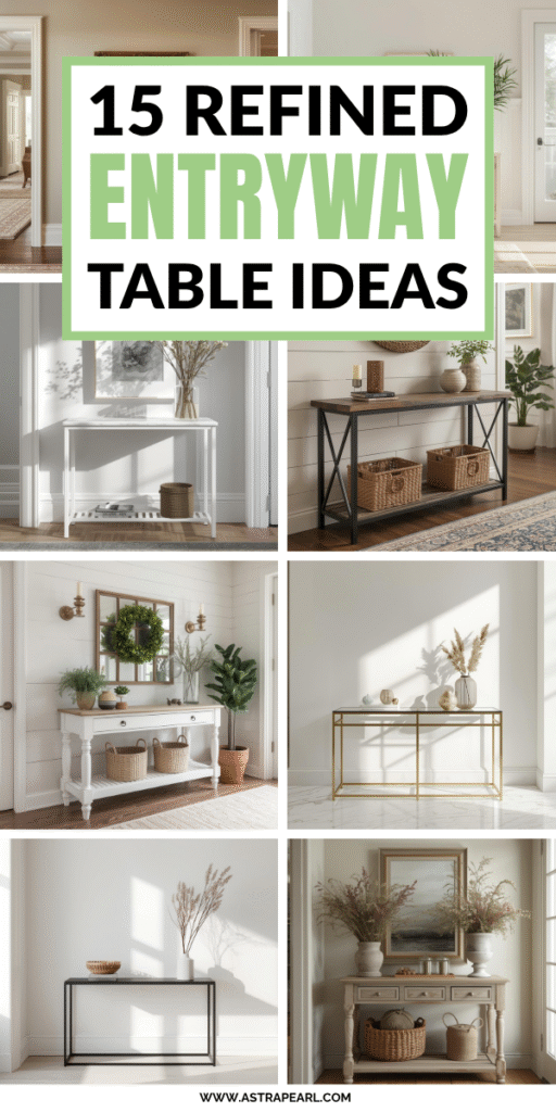 Pinterest Pin for entryway table ideas.