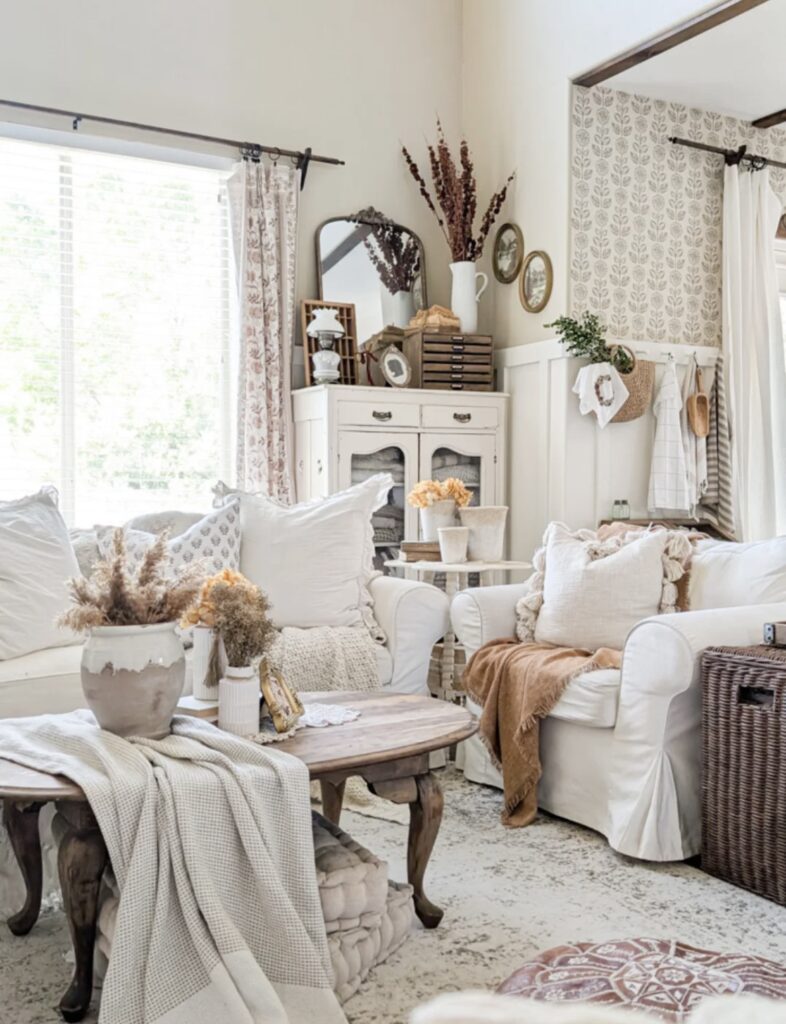 A cottagecore living room.