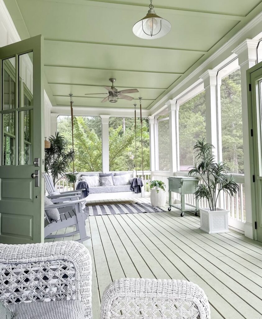 A green porch.
