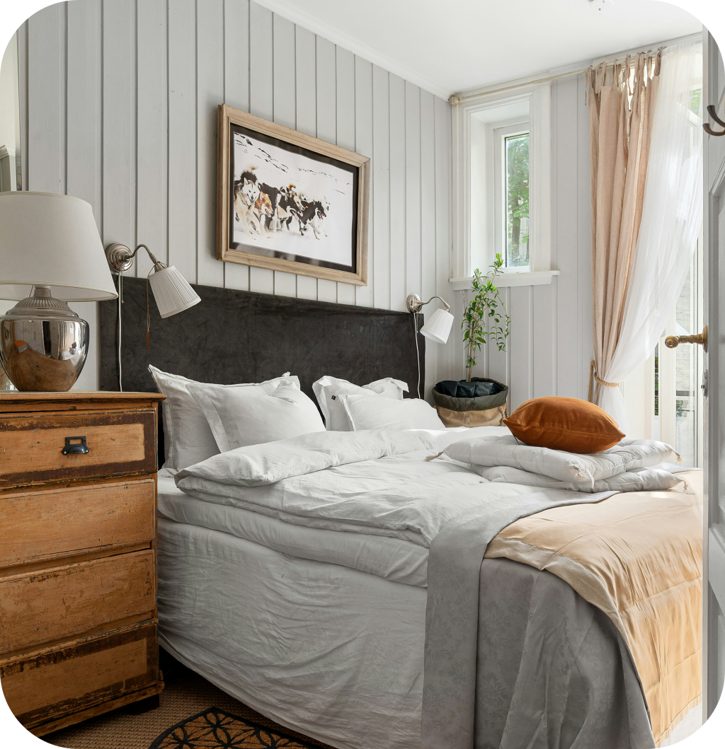 A cottagecore bedroom.