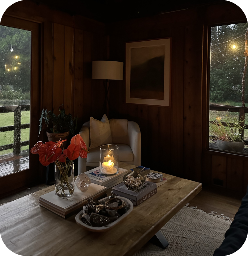 A cottagecore living room.