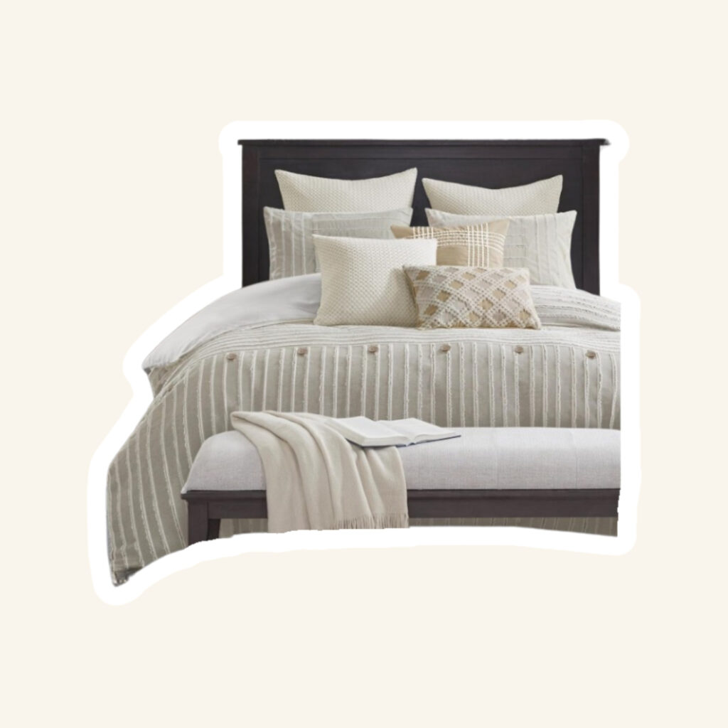 A master bedroom bedding.