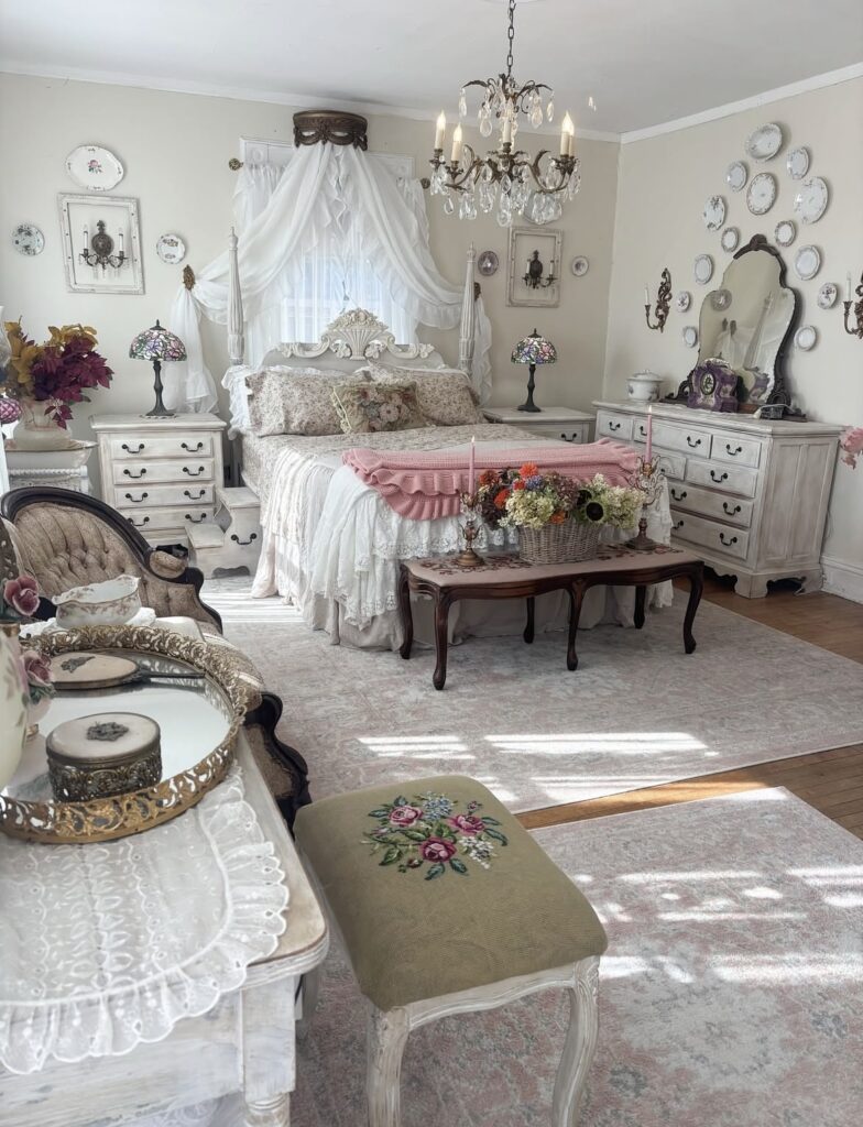 A traditional bedroom.