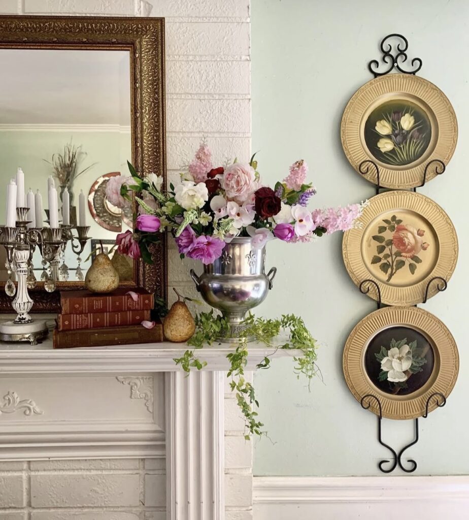 A traditional mantel decor.